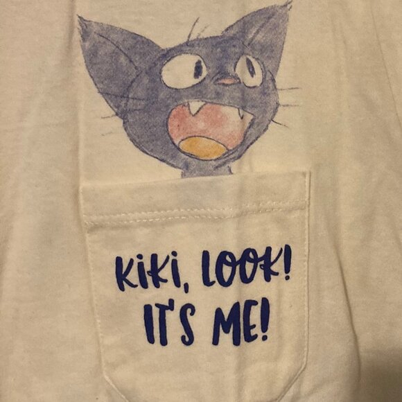Studio Ghibli Kiki's Delivery Service Jiji Pocket T-Shirt - Picture 2 of 8